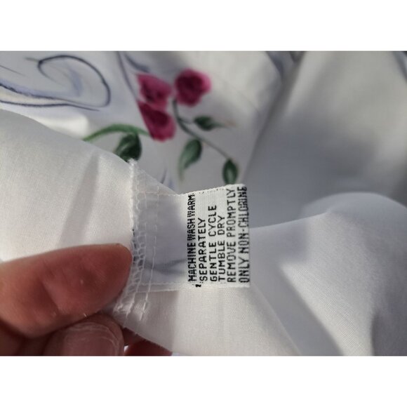 Hand-Painted Creative Artwear White Button-Up Shirt  Floral  Bird Women's Med - Picture 12 of 12